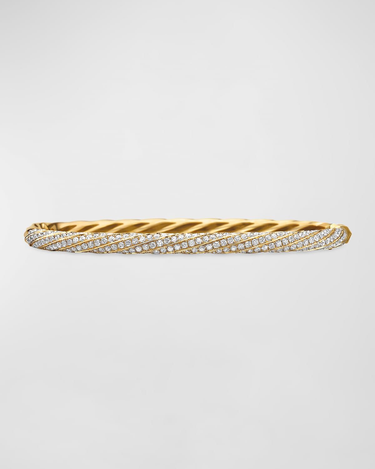 Cable Edge Bracelet with Diamonds in 18K Gold, 4mm