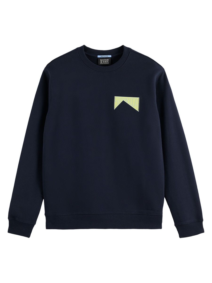 Scotch & Soda Men's Front and Back Artwork Cotton Sweatshirt - Sky - Size Small