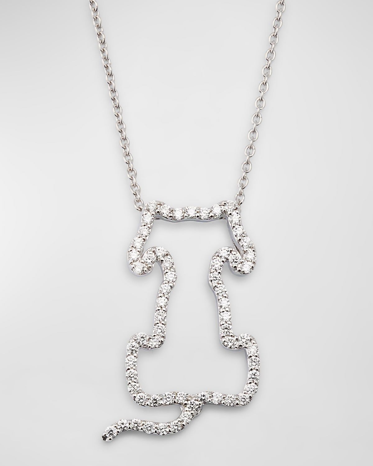 18K White Gold Diamond Dog Pendant Necklace