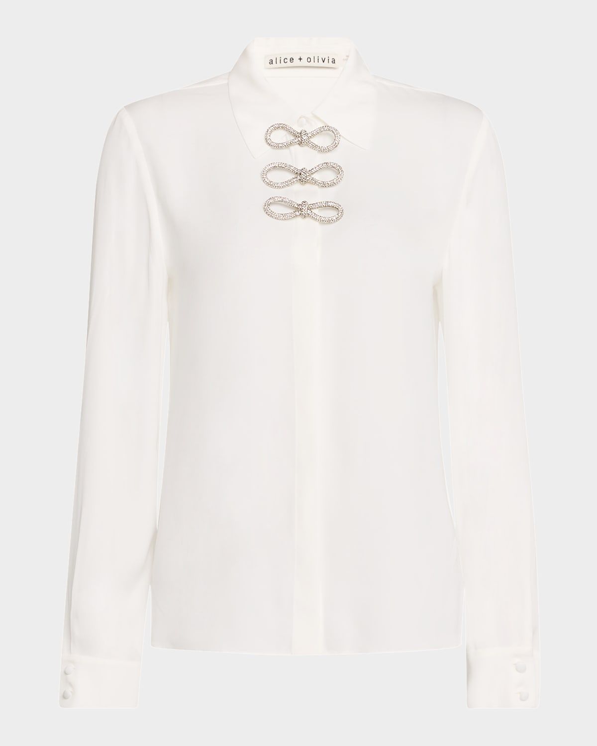 Willa Placket Top with Embellished Bow Details