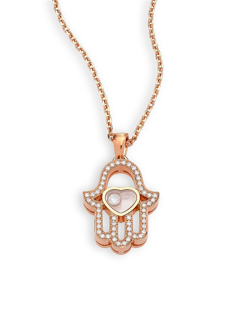 Women's Happy Diamonds Pave Hamsa Hand Diamond & 18K Rose Gold Pendant Necklace - Rose Gold