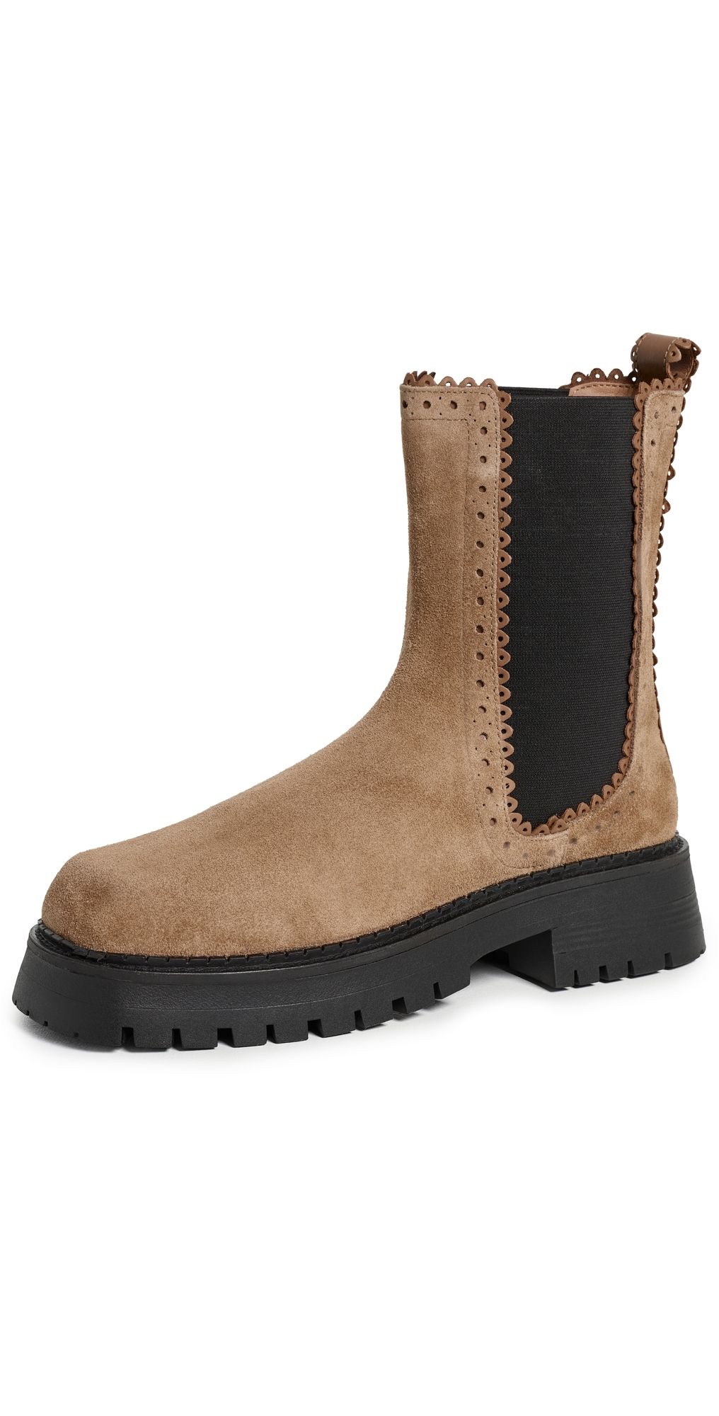 Free People Tried and True Brogue Boots Camel Suede 8