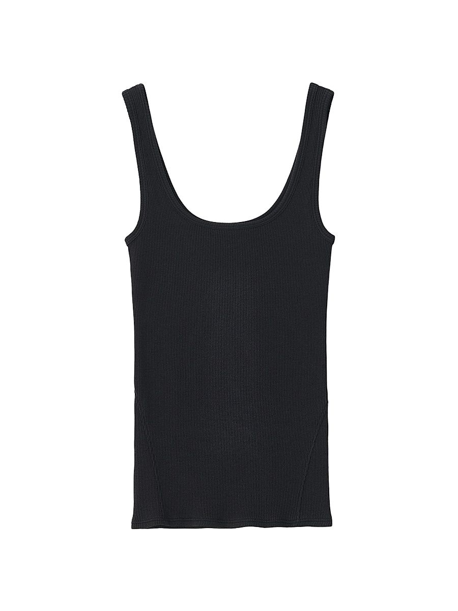 Women's The Essential Rib-Knit Tank Top - Black - Size Large