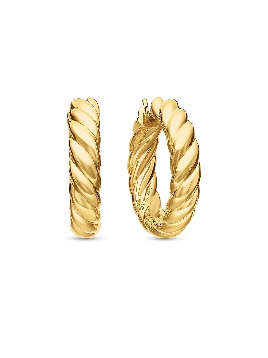 Women's Sculpted Cable Hoops Earrings in 18K Yellow Gold - Gold