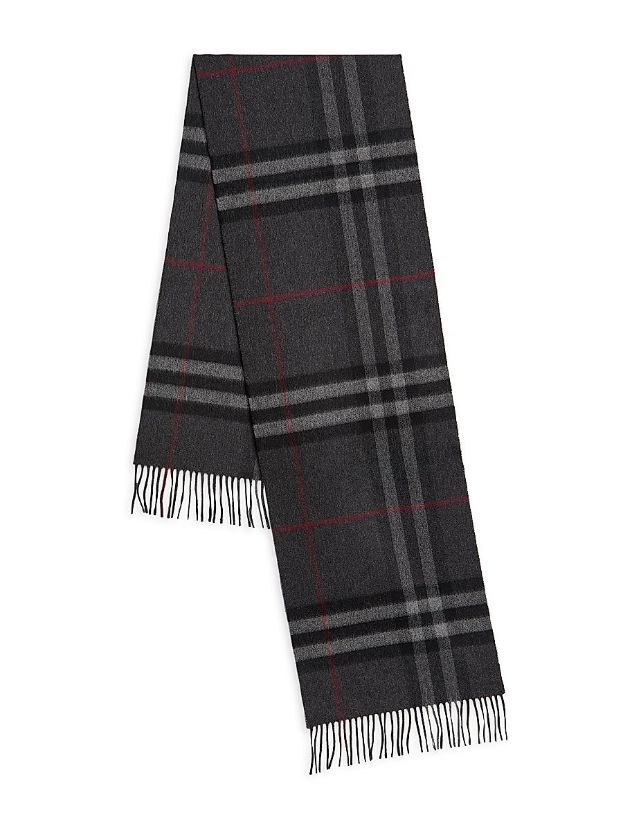 Men's Giant Check Cashmere Scarf - Charcoal