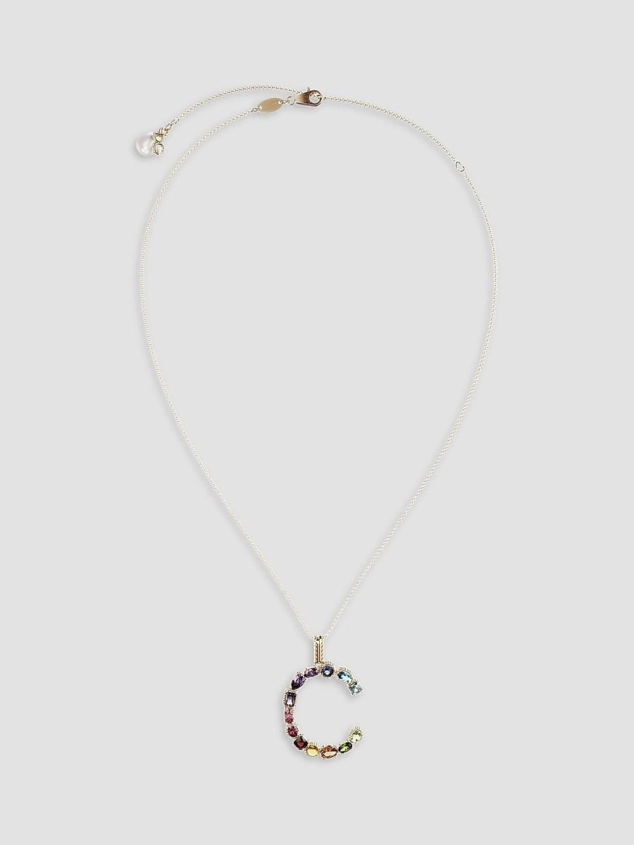 Dolce & Gabbana Women's Rainbow Alphabet 18K Gold & Gemstone Initial Pendant Necklace - M