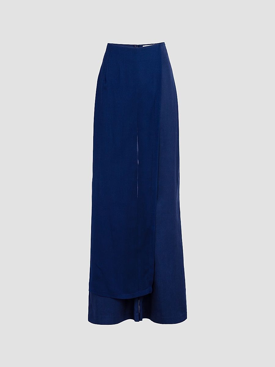 Silvia Tcherassi Women's Gaucin Wrap Wide-Leg Pants - Navy - Size Large