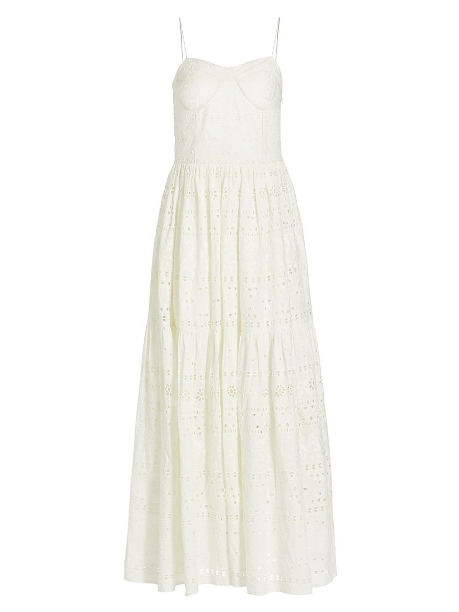 Women's Lola Cotton Eyelet Maxi Dress - Gardenia - Size Large