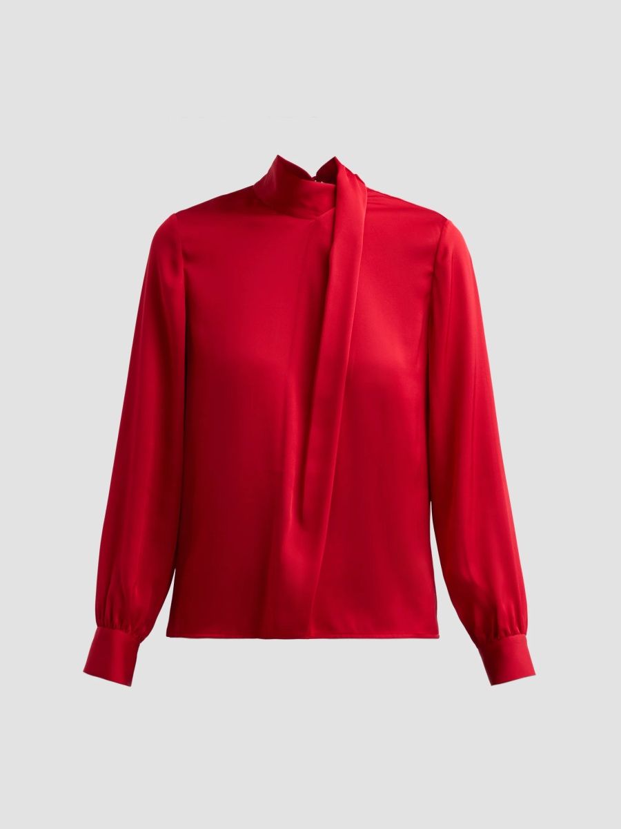 Elie Tahari Women's The Wrenley Silk Blouse - Red Love - Size XL