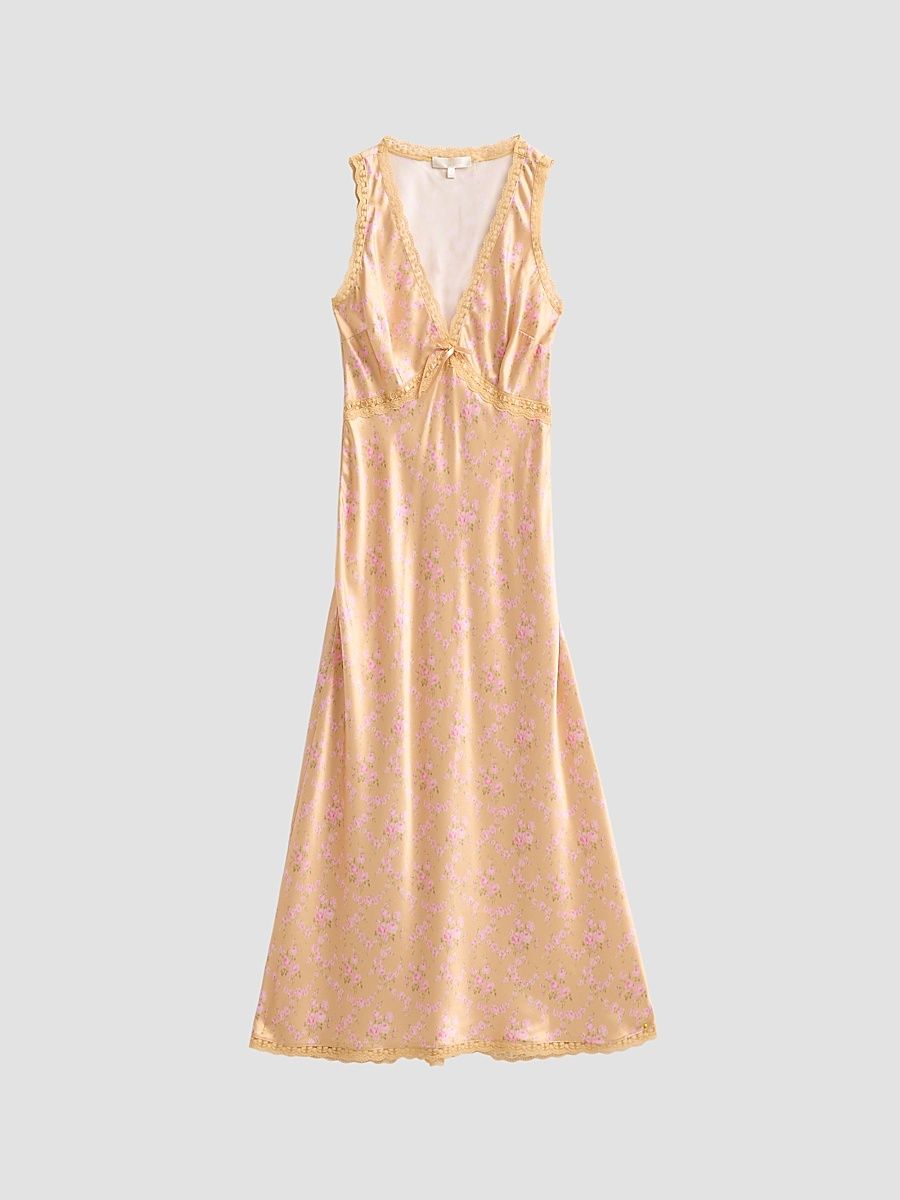 Women's Nirelle Floral Silk-Blend Midi Dress - Duchess Gold - Size 12