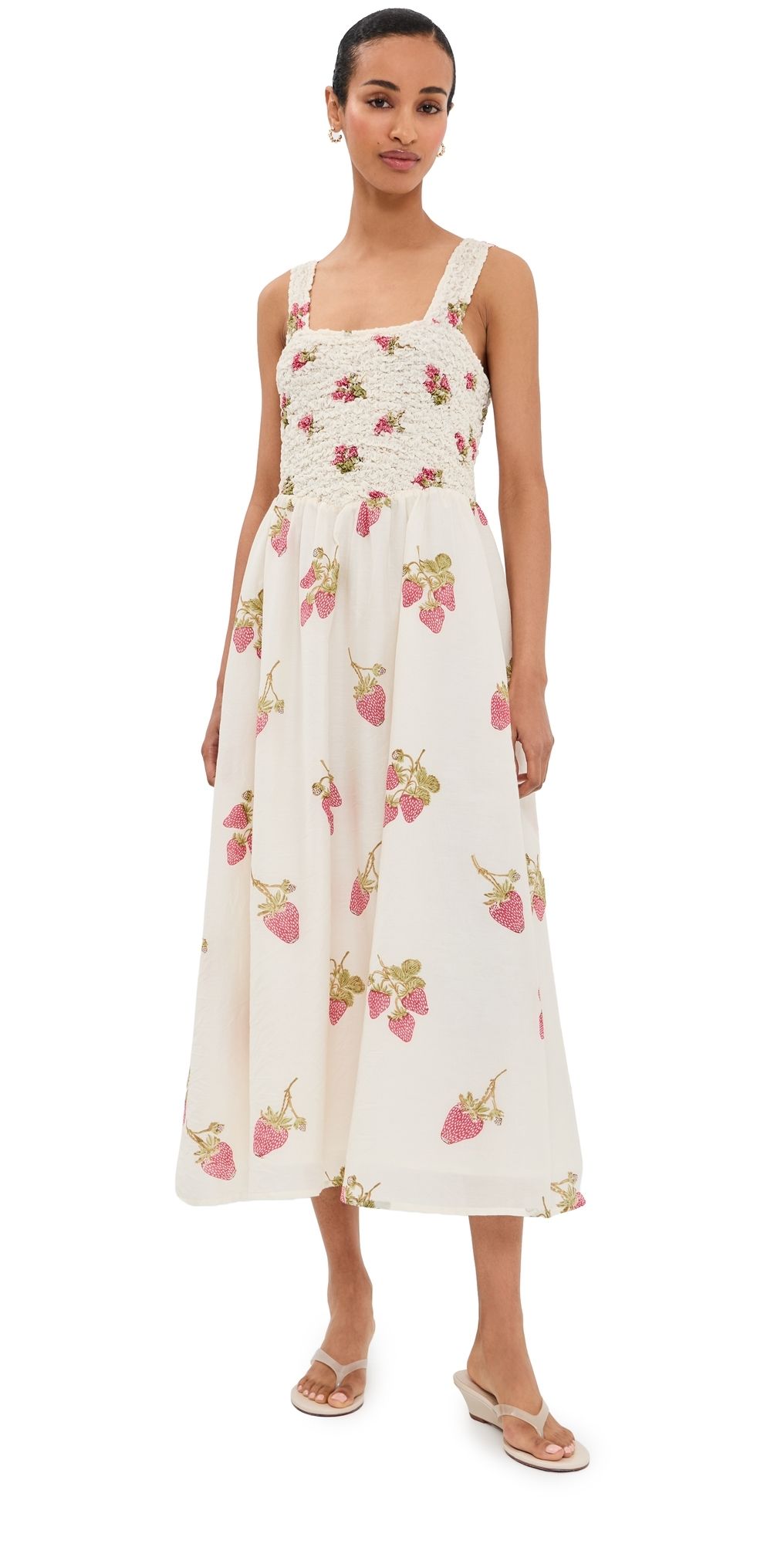 Alix of Bohemia Kay Strawberry Dot Dress Off-White XS