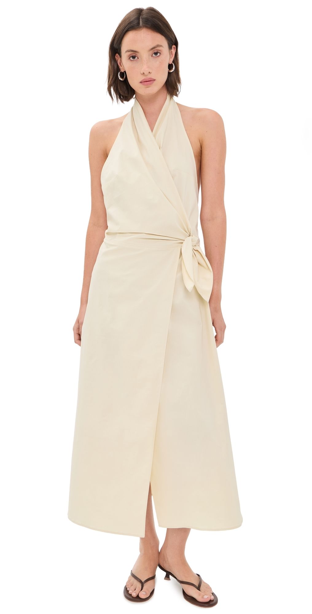 St. Agni Halter Wrap Backless Dress Porcelain XXS