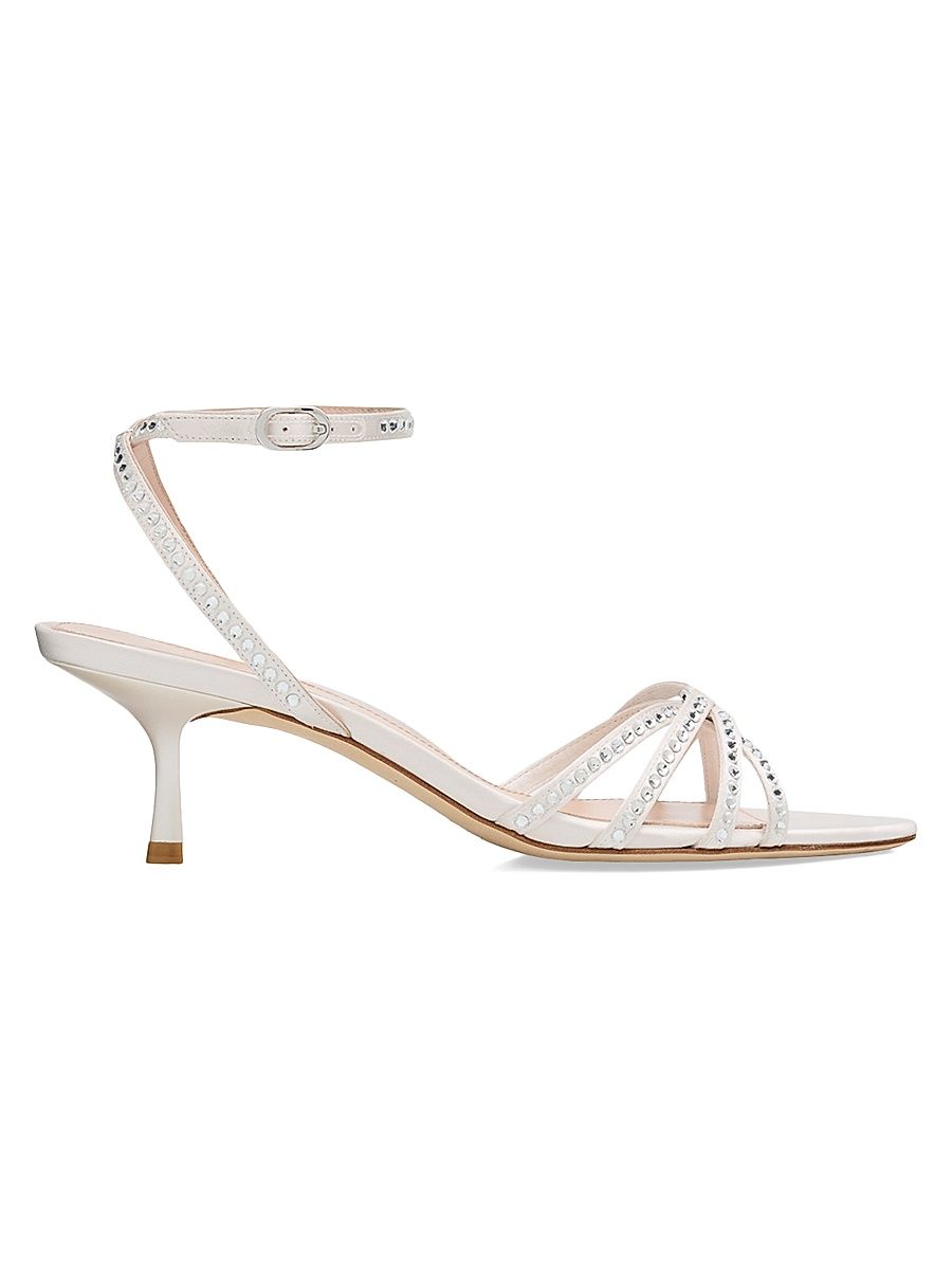 Women's Carlyle 50MM Embellished Satin Sandals - Cream - Size 10