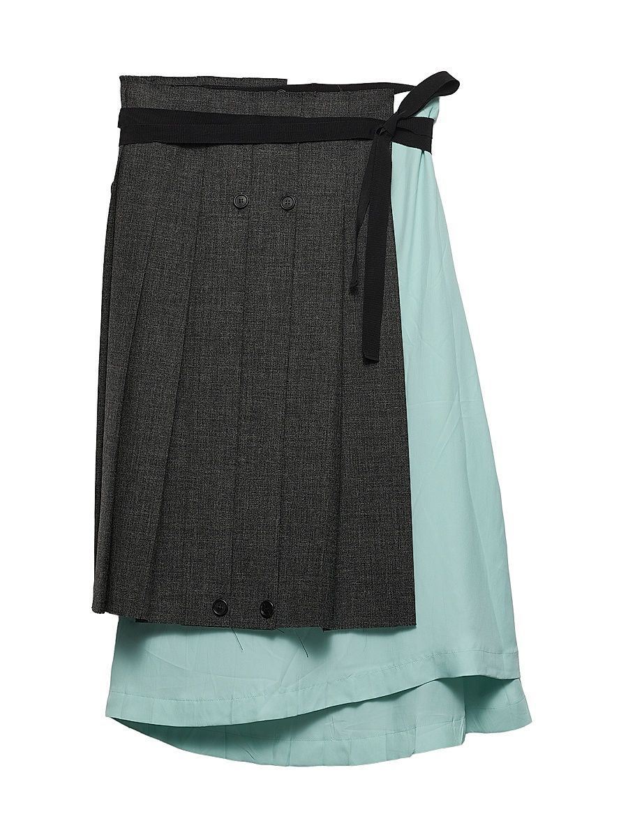 Women's Rush Stitch Fabric Patchwork Skirt - Grey - Size 8