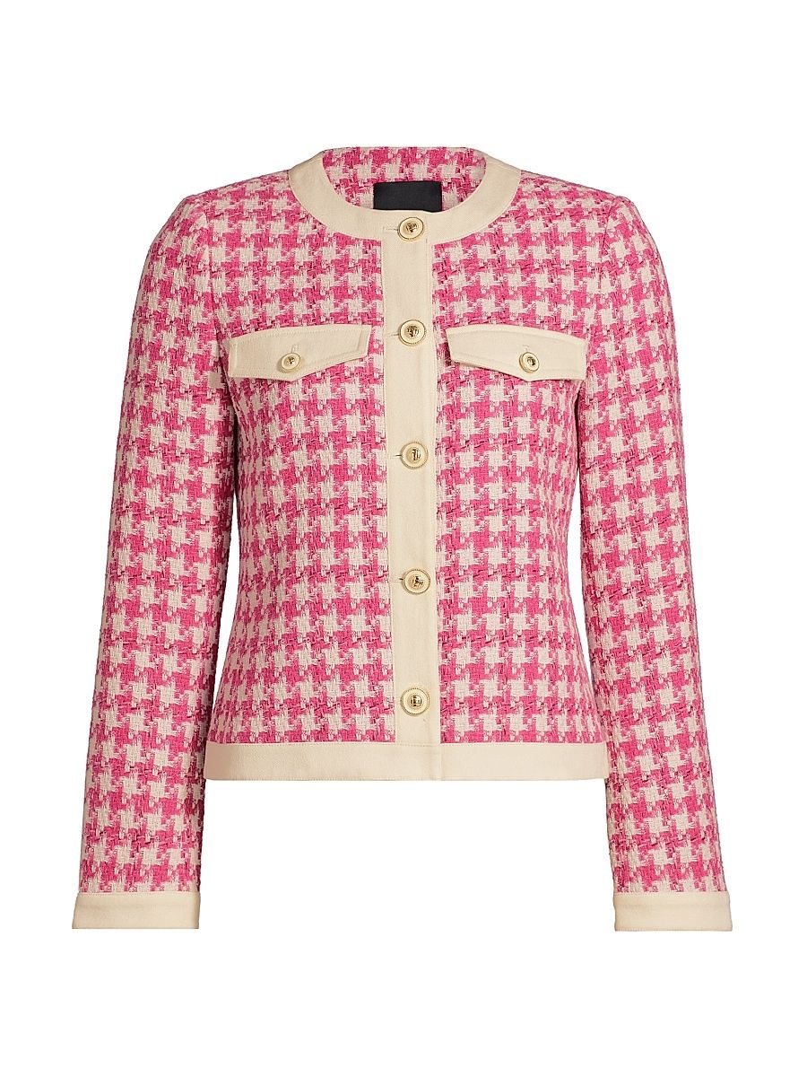 Women's Farley Houndstooth Jacket - Haute Pink Houndstooth - Size Small