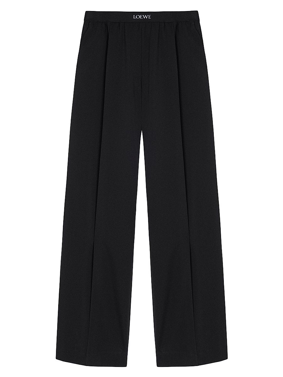 Women's Creased-Front Wool-Blend Trousers - Black - Size XL
