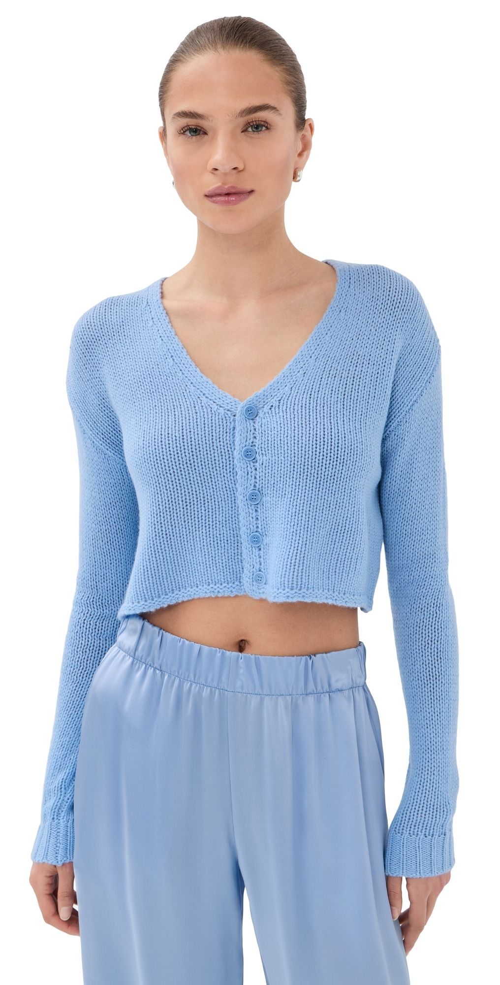 Sablyn Bianco Cashmere Cropped V Neck Cardigan Azureous S