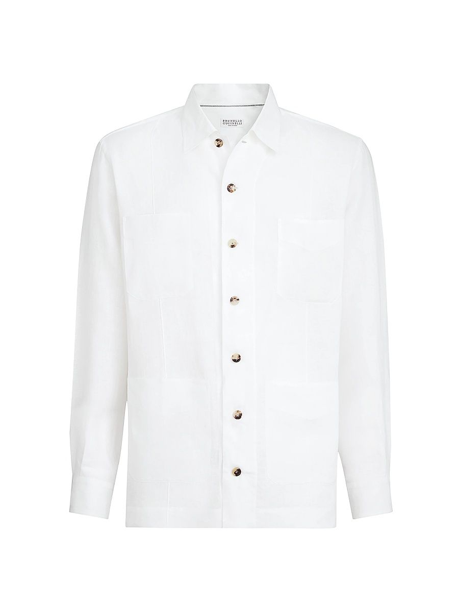 Men's Linen Easy Fit Guayabera Shirt - White - Size XXXL