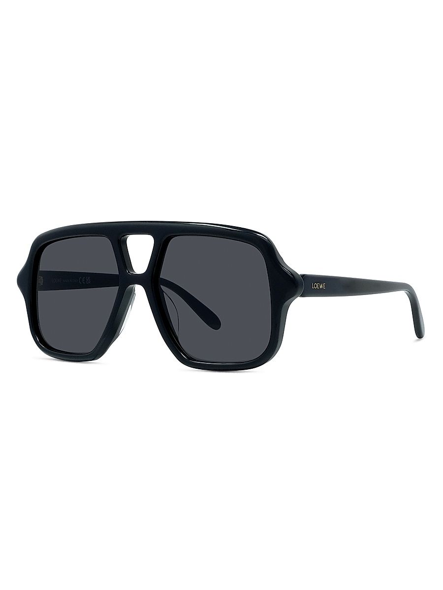 Women's Slim 54MM Aviator Sunglasses - Shiny Black Smoke