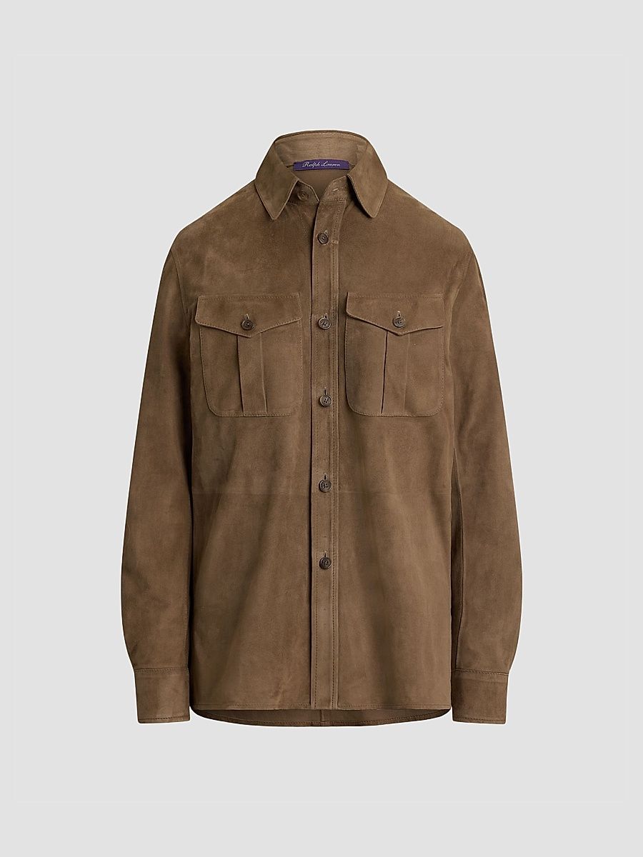 Women's Suede Oversized Shirt - Portobello - Size 8