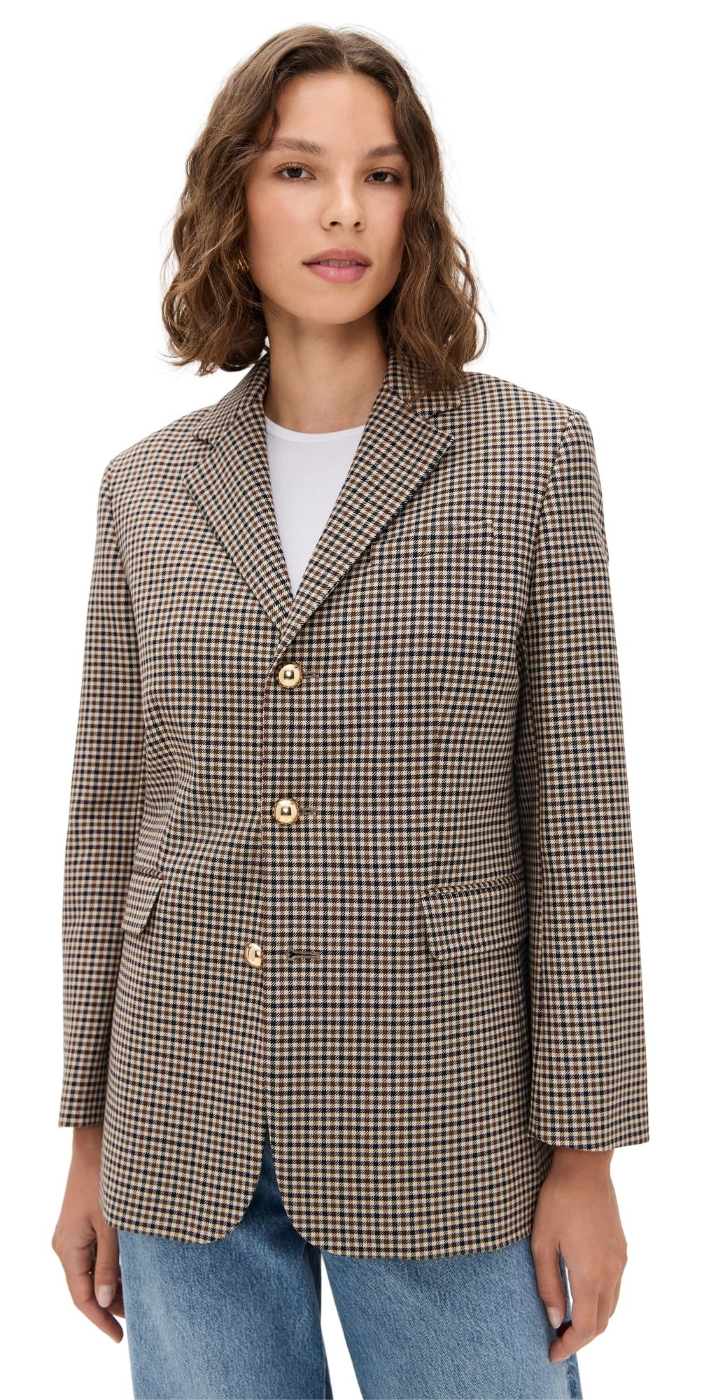 FRAME The Houndstooth Blazer Navy Multi 2