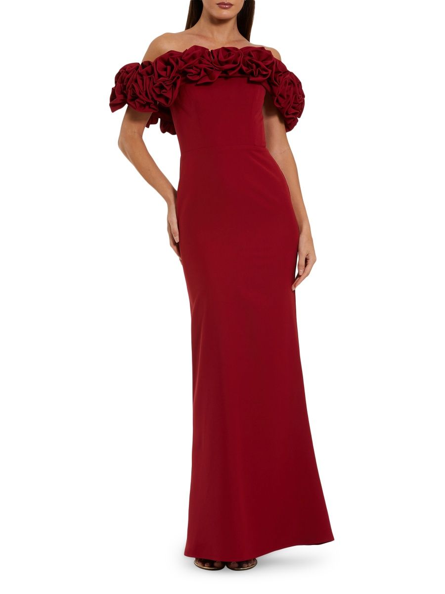 Mac Duggal Women's Off-the-Shoulder Crepe Column Gown - Ruby - Size 6