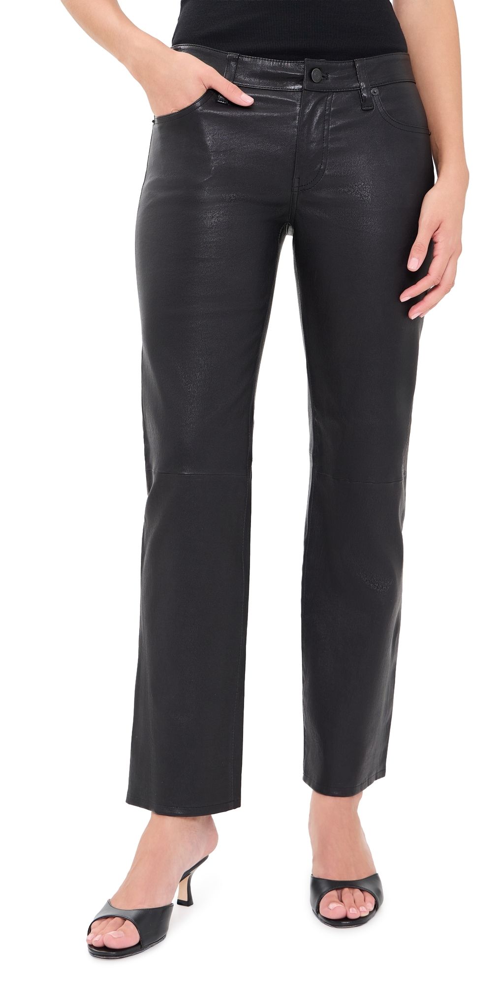 FRAME The Leather Cigarette Pants Black 27