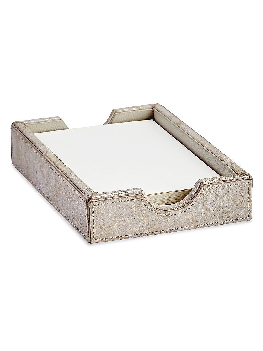 Hayden Desk Leather Memo Tray - Gold Brushed Metallic