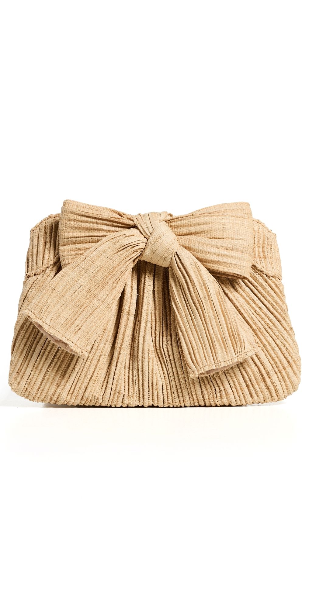 Loeffler Randall Rayne Pleated Bow Clutch Natural One Size