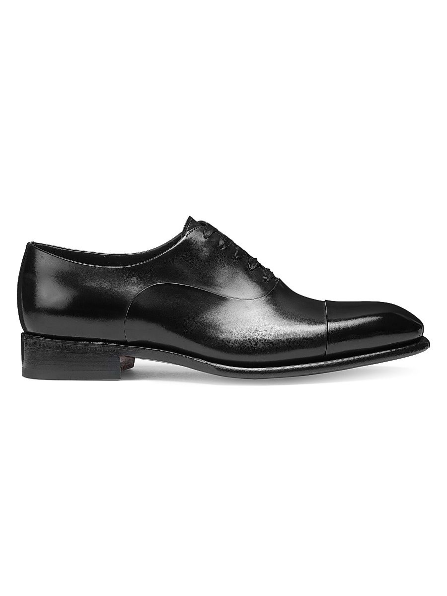 Men's Formal Lace-Up Cap-Toe Leather Oxfords - Black - Size 15