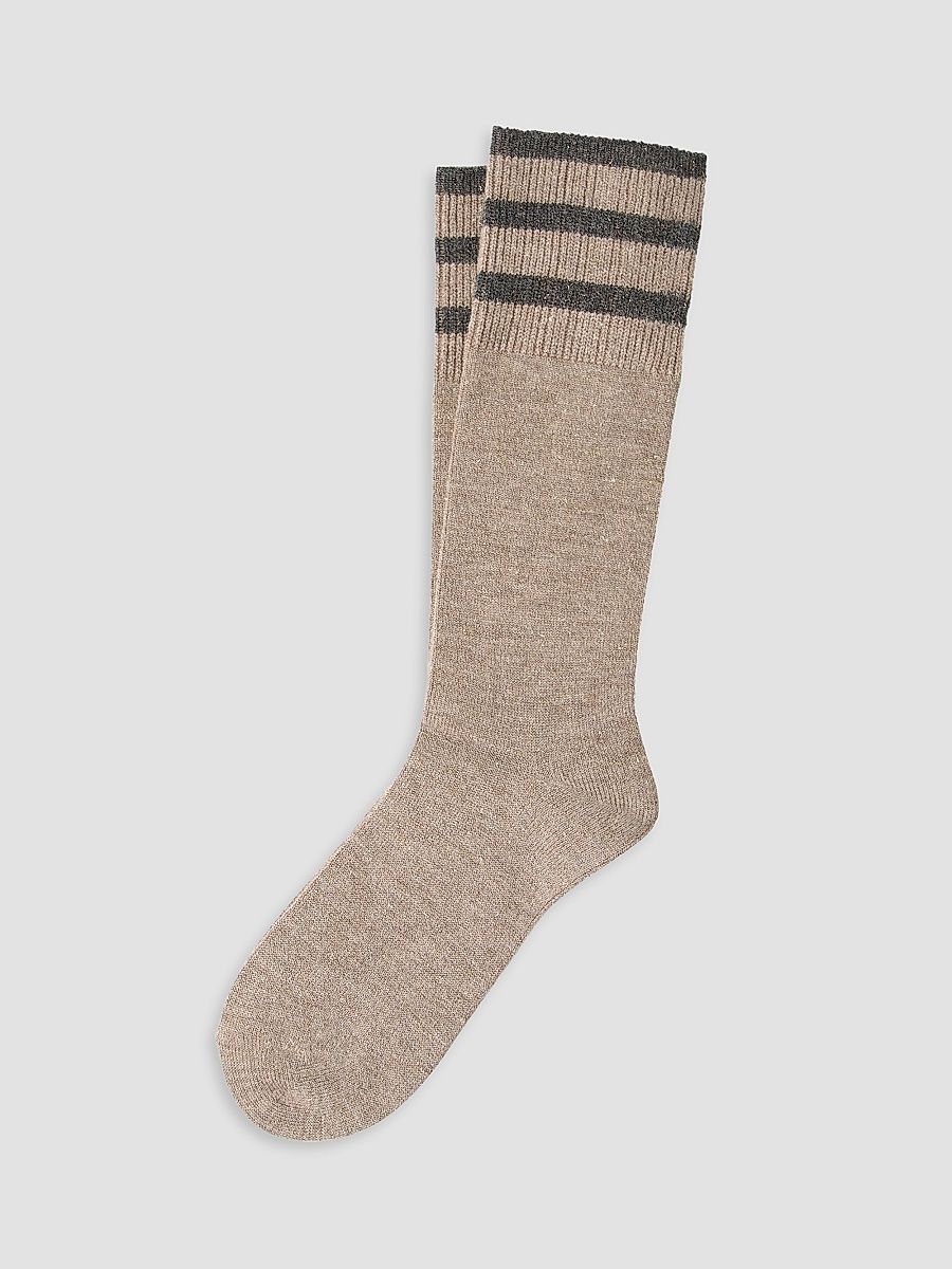 Women's Sparkling Cashmere Knit Socks - Beige - Size XXL