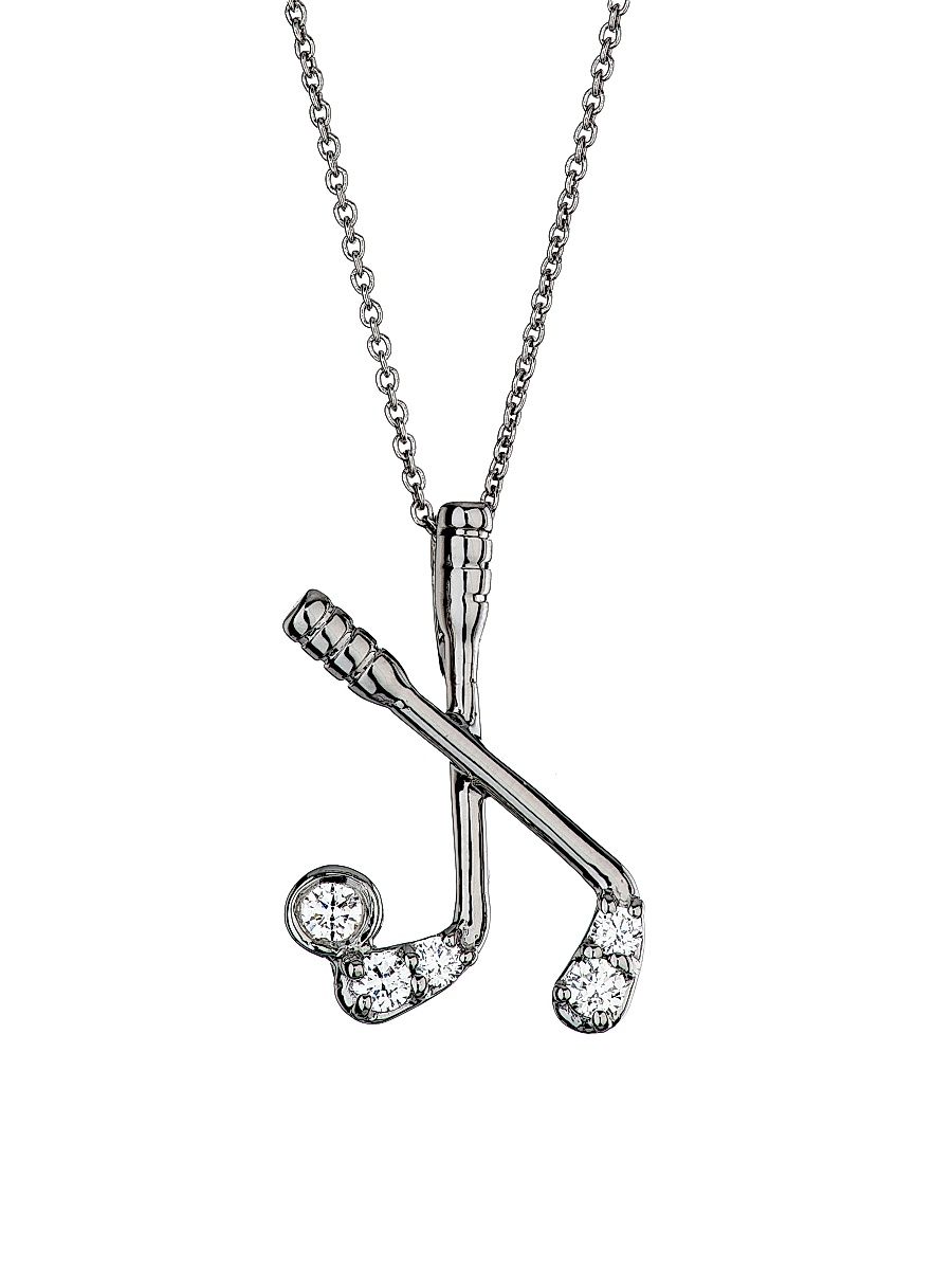 Women's Tiny Treasures Golf Clubs 18K White Gold, Ruby & 0.21 TCW Diamond Necklace - White Gold