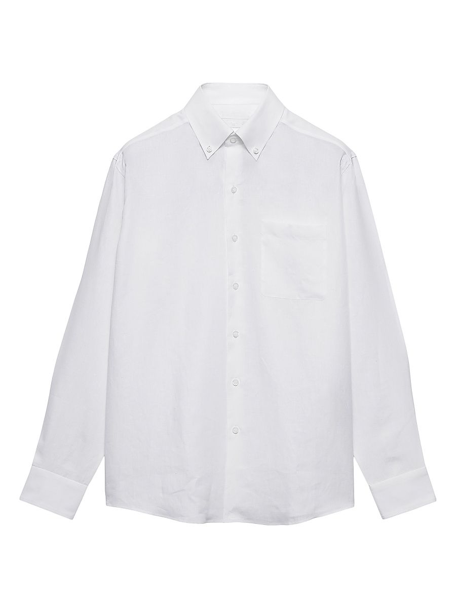Men's Linen Shirt - White - Size 16