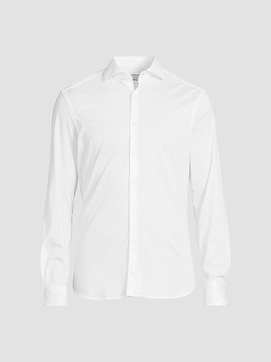 Canali Men's Jersey Sport Shirt - White - Size Large