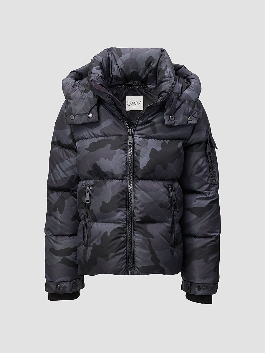 SAM. Boy's Little Boy's & Boy's Camouflage Down-Filled Puffer Jacket - Charcoal Camo - Size 4