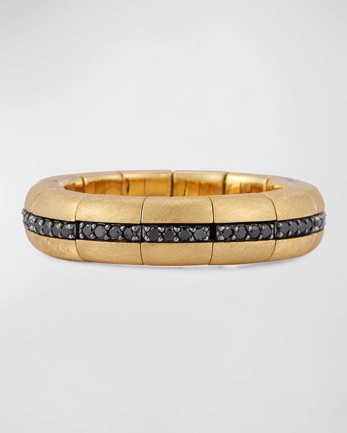 Men & apos;s Yellow Gold Matte Pura Black Diamond Eternity Ring