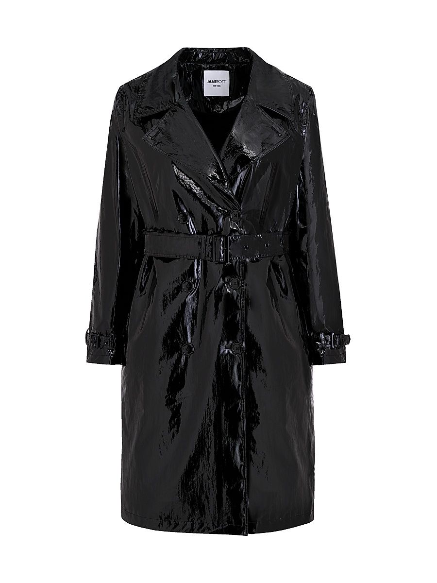 Women's Double-Breasted Trench Coat - Black - Size Medium