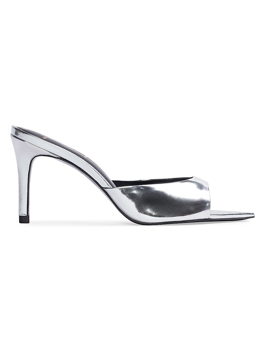 Women's Brea 80MM Distressed Leather Heels - Silver Mirror Metallic - Size 11