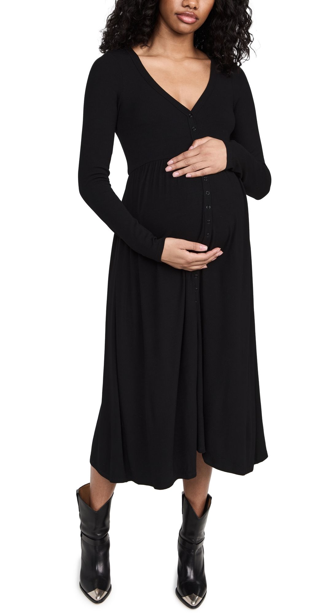 HATCH The Softest Rib Nursing Dress Black 0