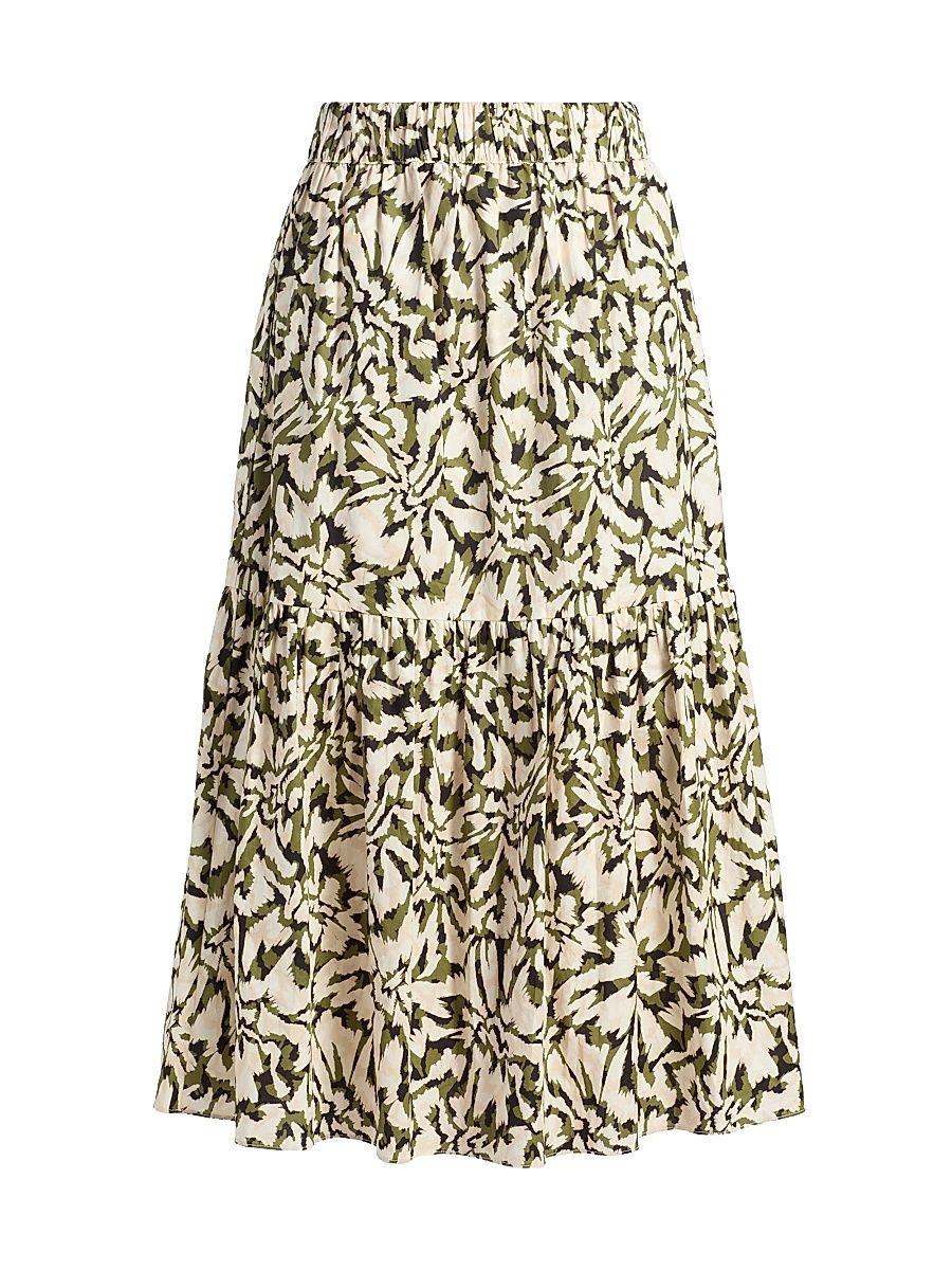 Women's Itzel Floral Midi-Skirt - Abstract Flora Burst - Size Large