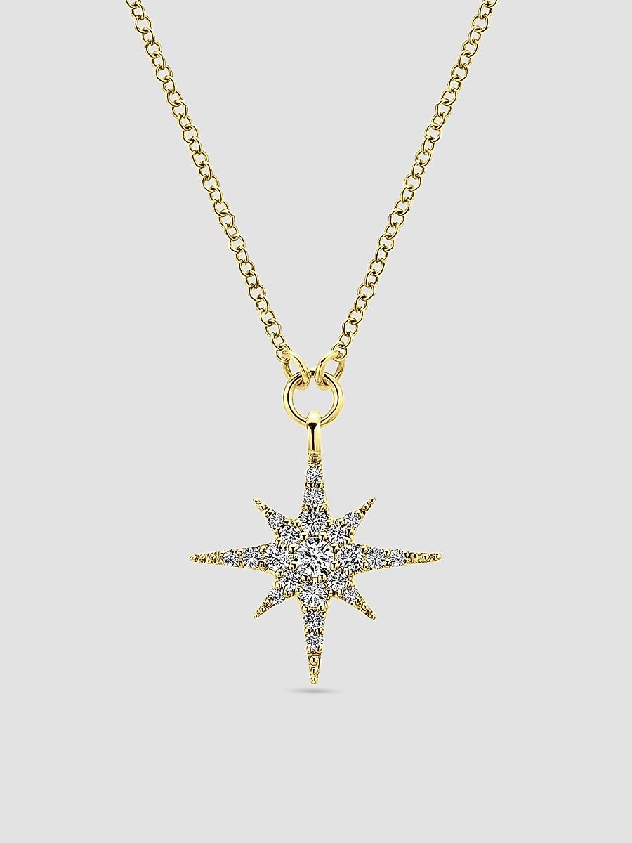 Gabriel & Co Women's Kaslique 14K Yellow Gold & 0.25 TCW Diamond Starburst Pendant Necklace - Yellow Gold