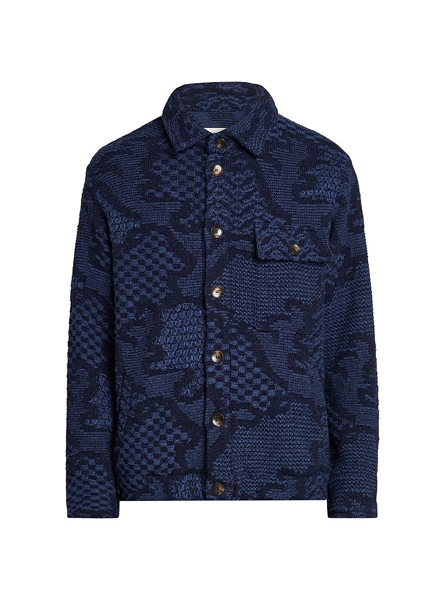 Men's Roma Knitted Overshirt - Blue - Size 48