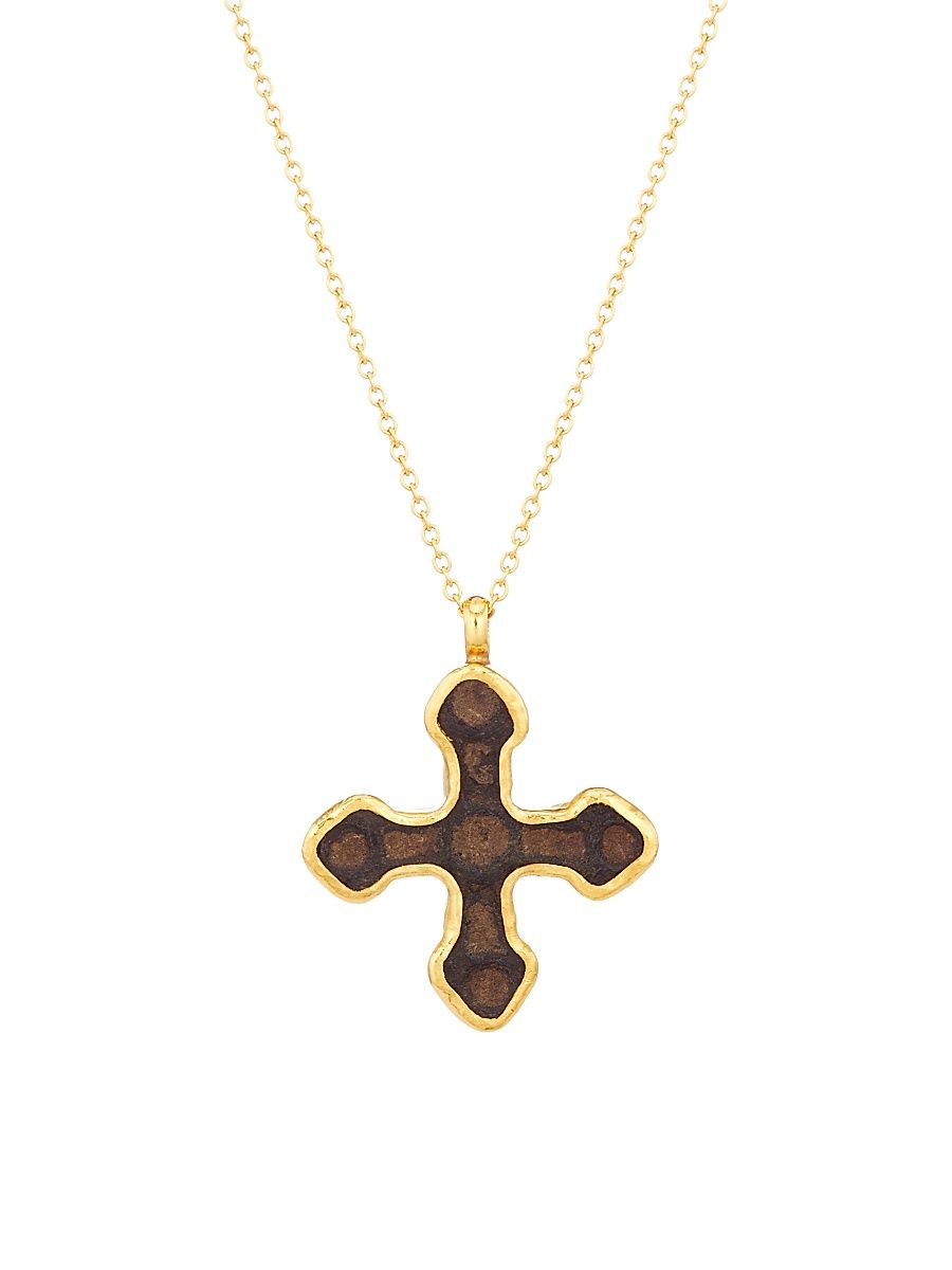 Women's Antiquities 18-24K Yellow Gold & Bronze Cross Pendant Necklace - Yellow Gold