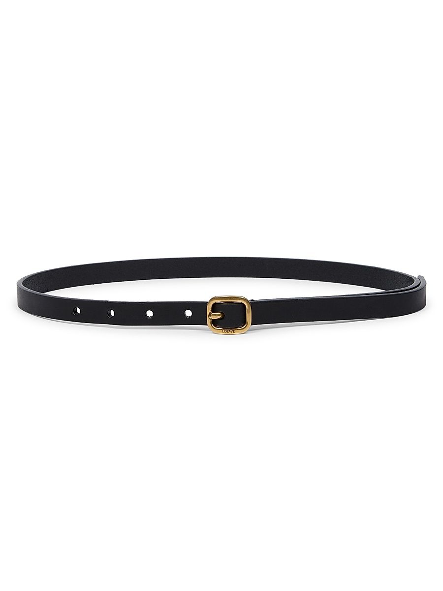 Women's Rounded Leather Belt - Black - Size Large