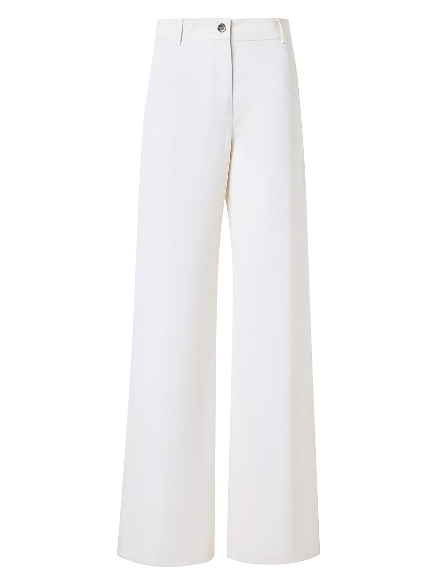 Women's Finnian Stretch Cotton High-Rise Wide-Leg Pants - Ecru - Size 14