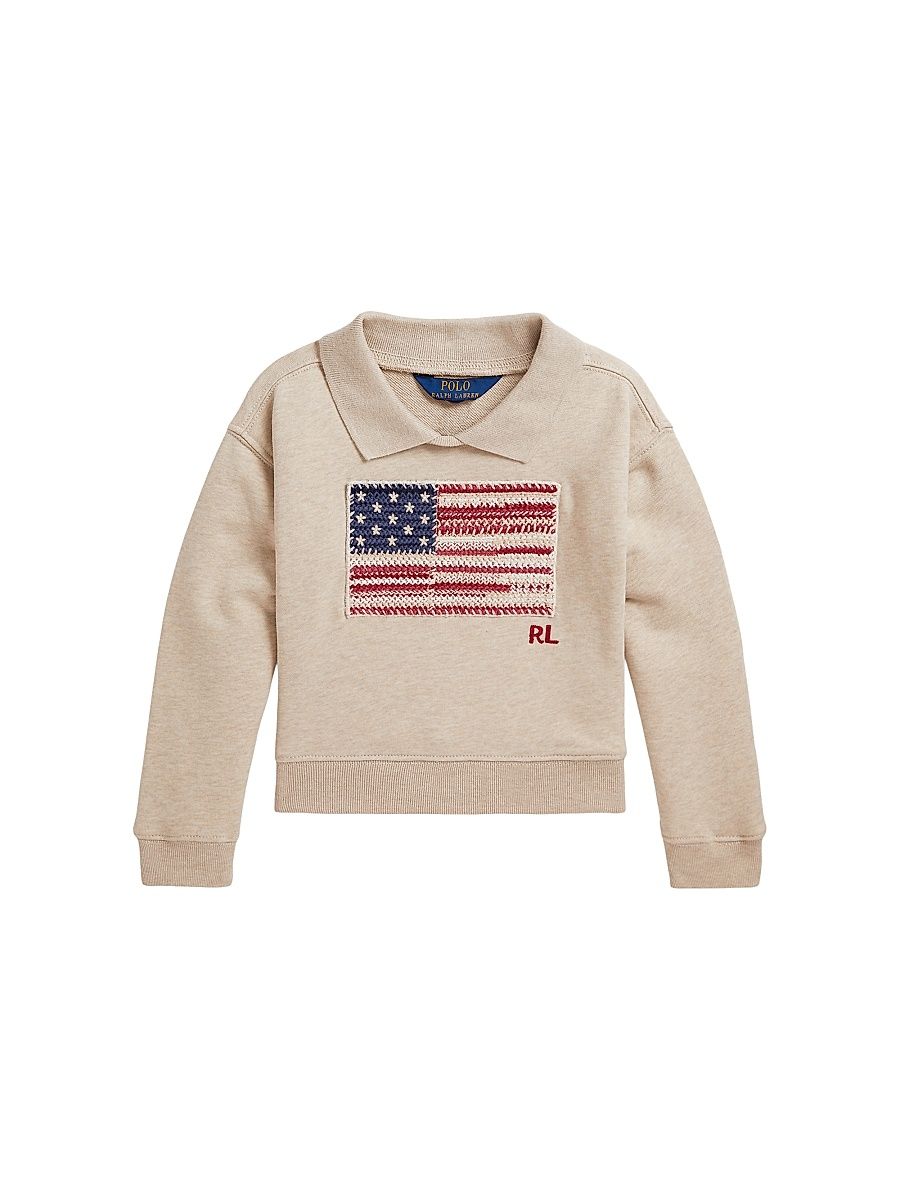 Little Girl's & Girl's Cotton-Blend French Terry Sweatshirt - Expedition Dune Heather - Size 8