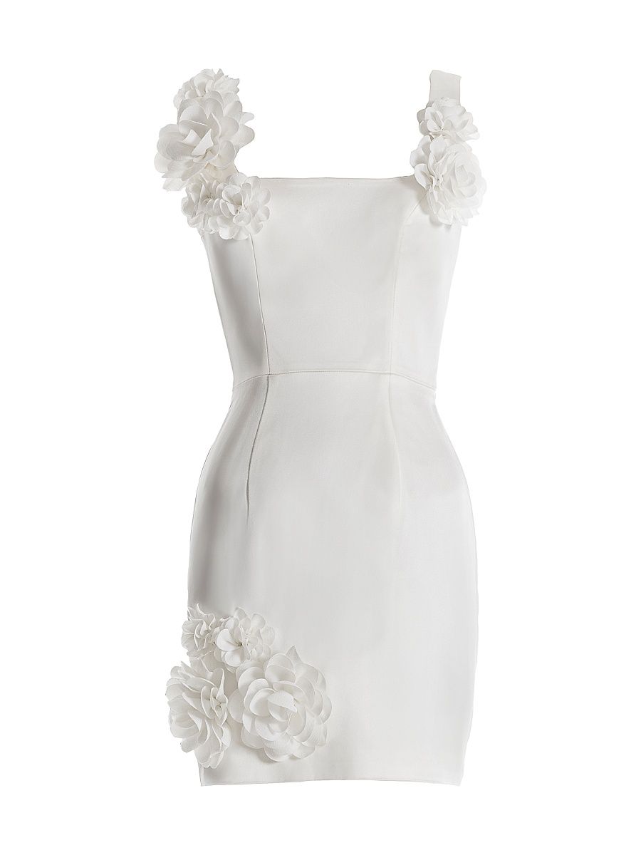 Women's Carrie 3D Floral-Embellished Square Neck Mindress - White - Size XXL