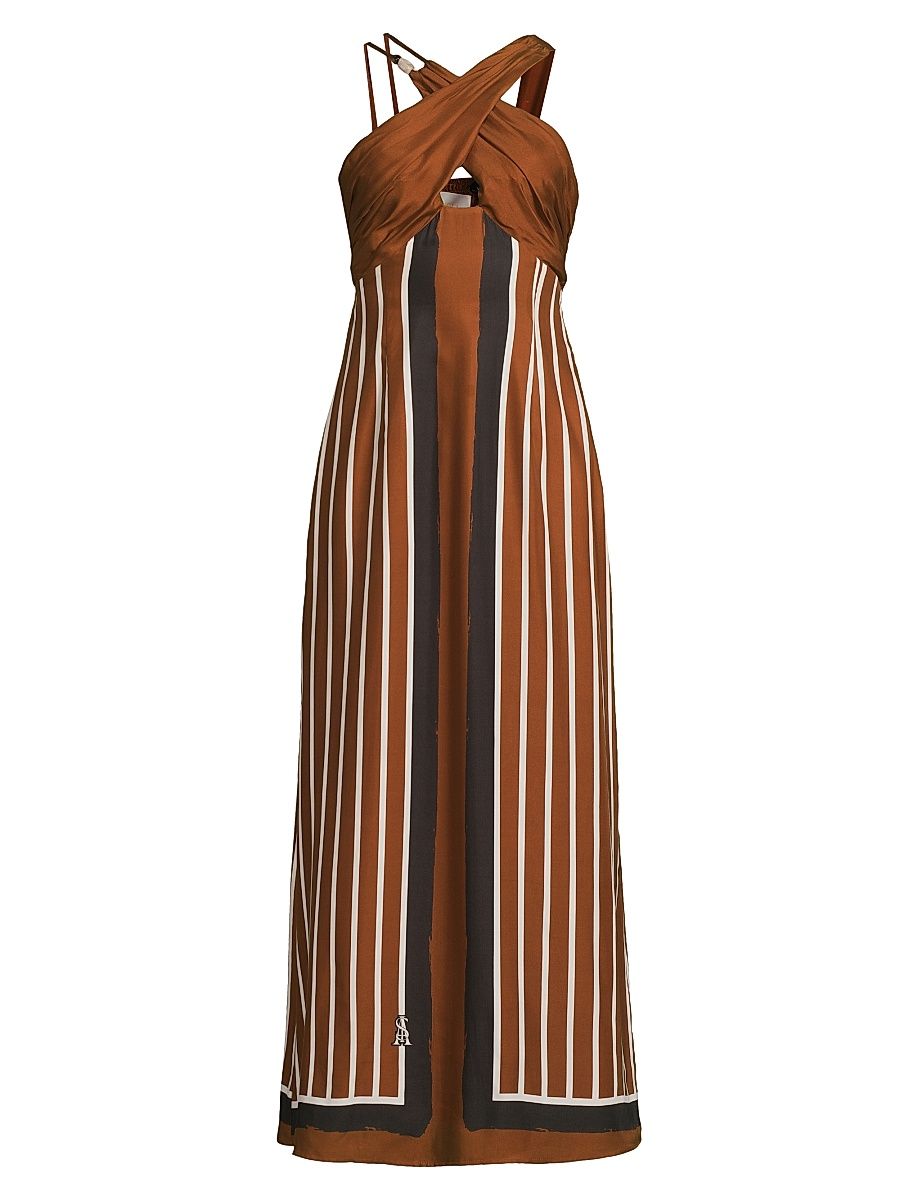 Women's Pivoine Ellery Striped Maxi Dress - Cherrywood Stripe - Size Small