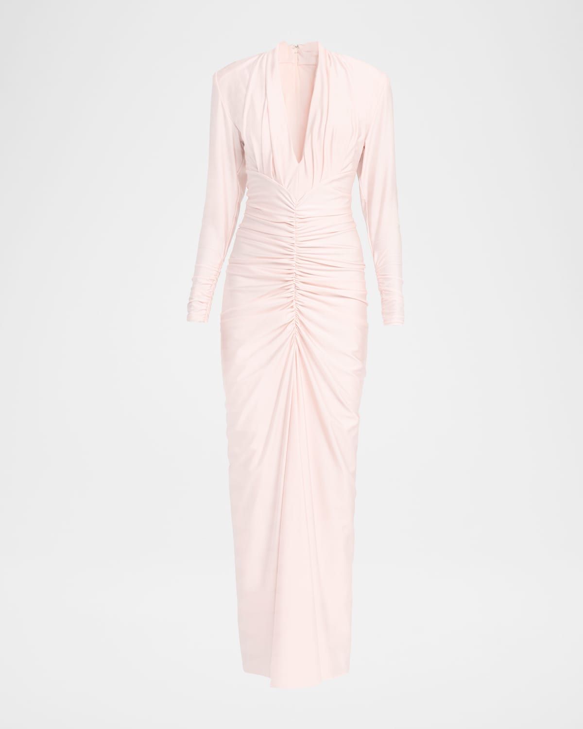 Georgina Deep V-Neck Ruched Jersey Column Gown