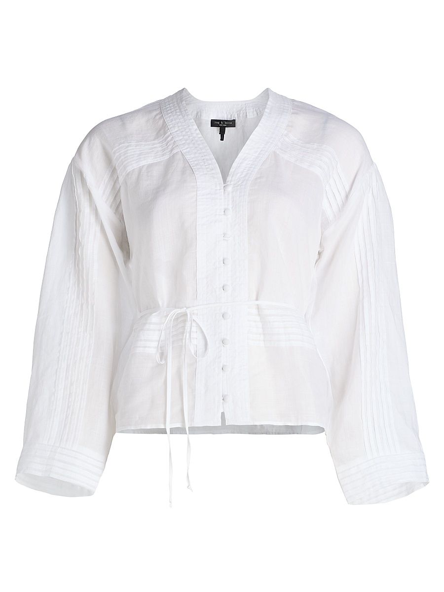 Women's Viviana Pintuck Shirt - White - Size Medium
